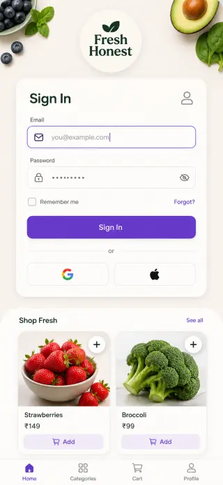 Fresh Honest E-Commerce