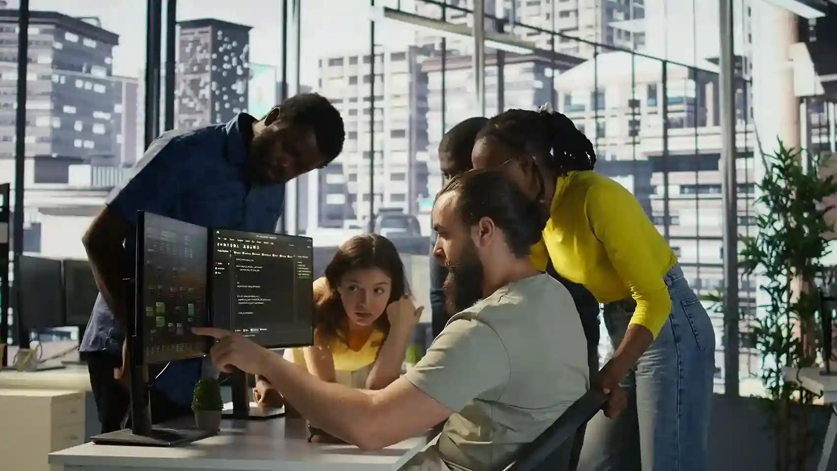 Developers coding and building applications